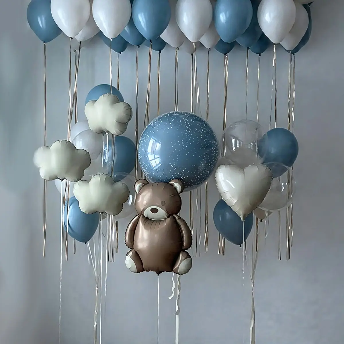 Cartoon Bear Balloon Set, Sand Mist Blue Latex Balloons, Perfect for Birthday, Wedding, Festival, Party Decorations