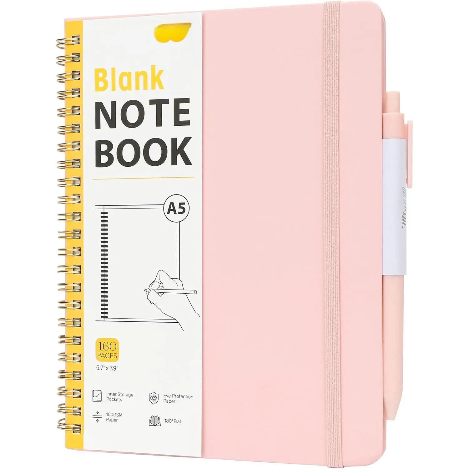 - Blank Journal Notebook Set, A5 (5.7"x7.9"), 160 Pages | Hardcover Plain Journaling Notebook with  & Sticky Index Tabs for Drawing & Sketching, Journals for Creative Writing