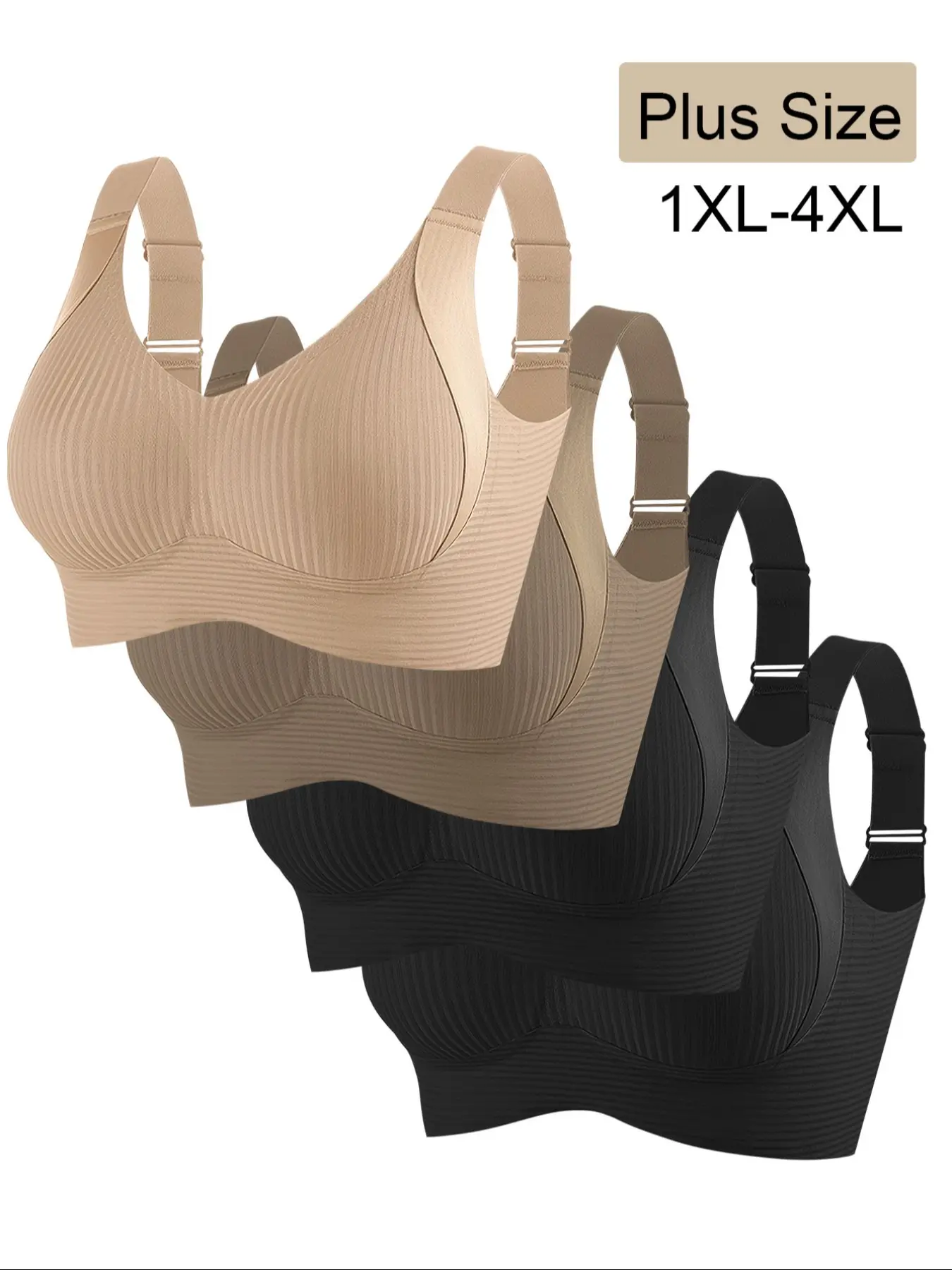 Women's Plus Size Bra, Full Cup Seamless Design, Lightweight Wire-Free Support, Curve Enhancement, Anti-Sag, Non-Slip Fit