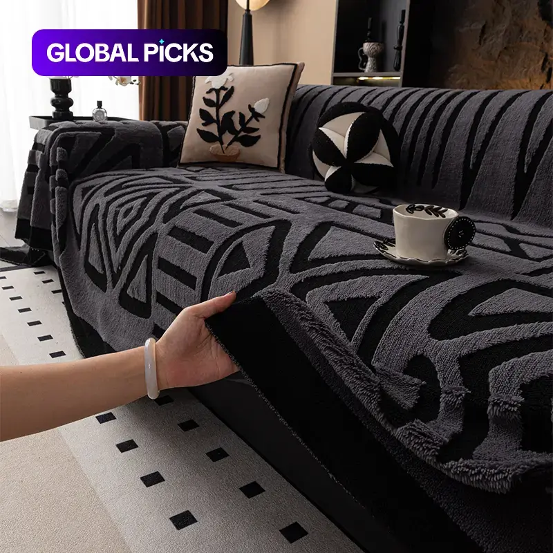 Geometric Pattern Sofa Cover, 1 Count Soft Dustproof Slipcover For Sofa, Soft Sofa Protector to Protect Couches in Living Room & Office, Couch Covers, Home Decor #GLOBAL PICKS