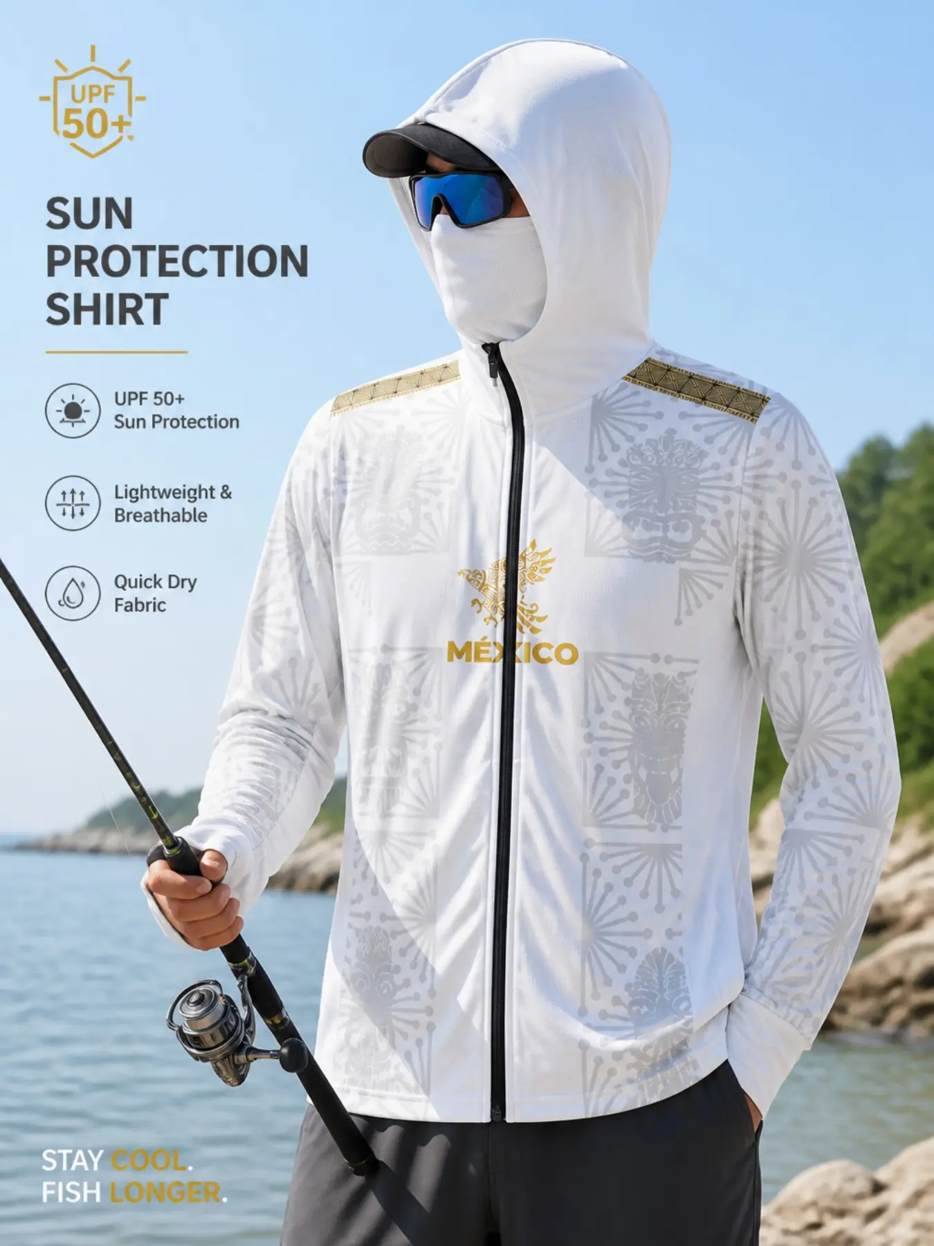2026 Mexico Pure Aztec Tribe Sun Protection Jacket, Lightweight Quick-Dry Long Sleeve Outdoor Performance Coat, Ideal for Fishing and Hiking