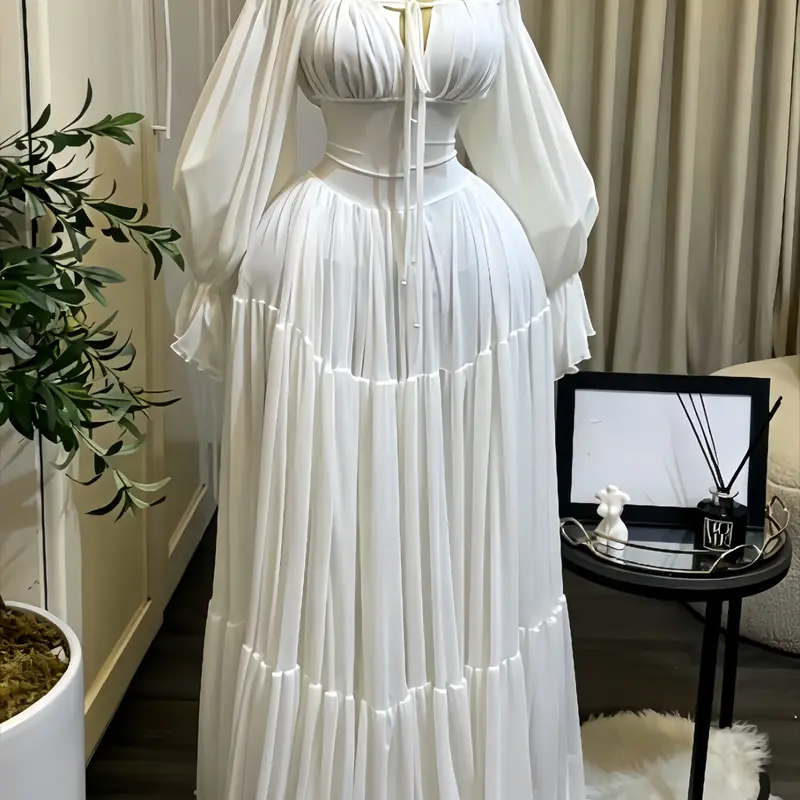 PULKRITU Elegant Women's Long Sleeve Halter Maxi Prom Dress Formal Party Wear, Fall Winter Fashion Sexy Vacation Beach Slip Dress, Evening Birthday Party Outfit Club Cocktail Gown ,Lady Casual Skirt,Female Commute Street Dress