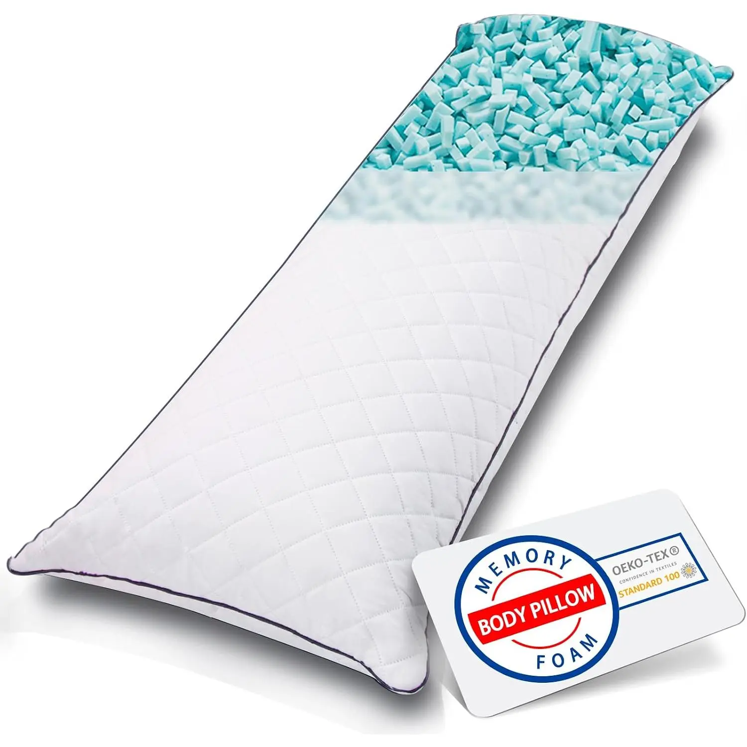 Pillow, Memory   Pillows for Adults Sleeping, Long Pillow for Bed, Big Large Firm Full  Pillow for Side Sleeper, 20x54 Inch, White
