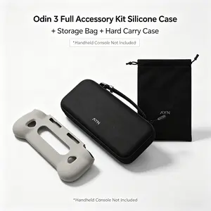 Ayn Odin 3 Handheld Game Console Protection Set, Anti-Slip Silicone Case, Shockproof Hard Storage Bag, Soft Flannel Drawstring Pouch, Portable Travel Kit