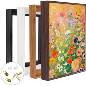 Wood-Look Floating Canvas Frames for 1.25" Thick Paintings, Floater Frame Kit Available in 50 Sizes & 4 Colors for Home Wall Art Decor, 8x10 Inch Brown 1-Pack