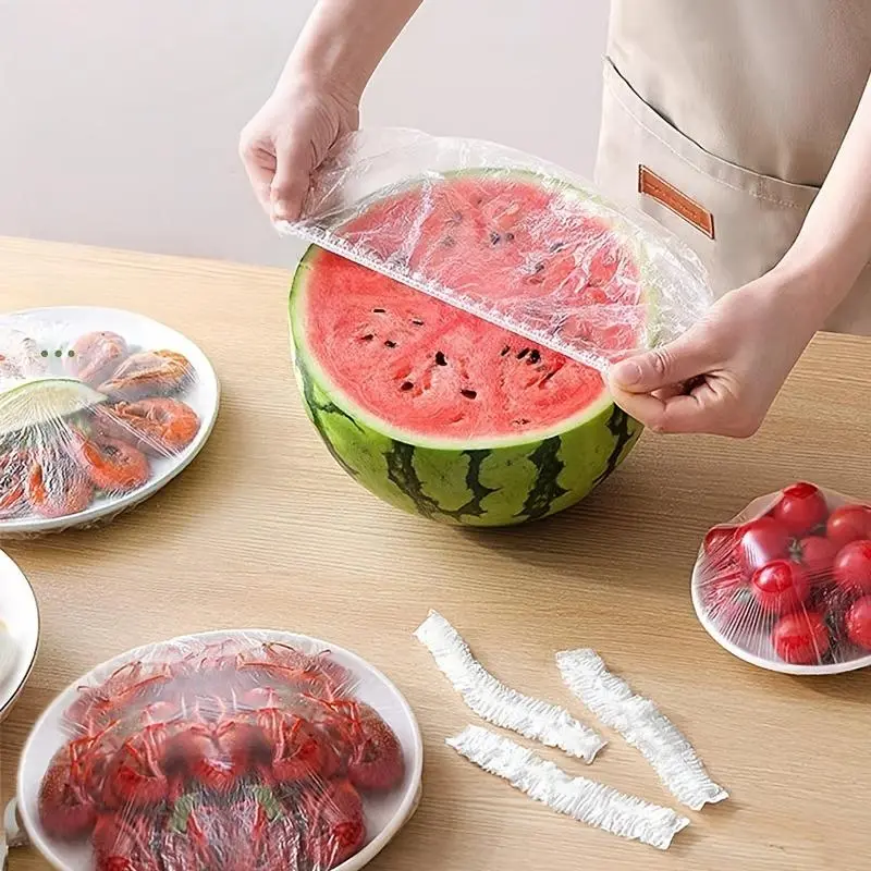 100-Count Lightweight Disposable Transparent Food Storage Bags - Durable Plastic Covers with Dust Prevention, Helping to Keep Food Fresh for Kitchen Use