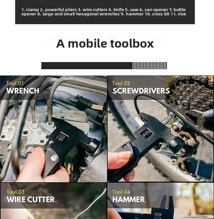 Multifunctional Hammer Pliers Adjustable Wrench Tool for Home Repair Outdoor Camping and Emergency Survival Gear with Portable Durable Design