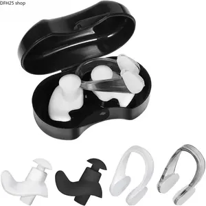 Swimming Earplugs and Nose Clip Set, Reusable Water Blocking Accessories for Pool Training, Snorkeling, Diving and Recreational Swimming