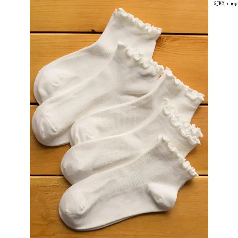 Women Solid Ruffle Crew Socks, Soft Breathable Knit Frill Trim Ankle Socks, Casual Lightweight Daily Socks for Spring Summer