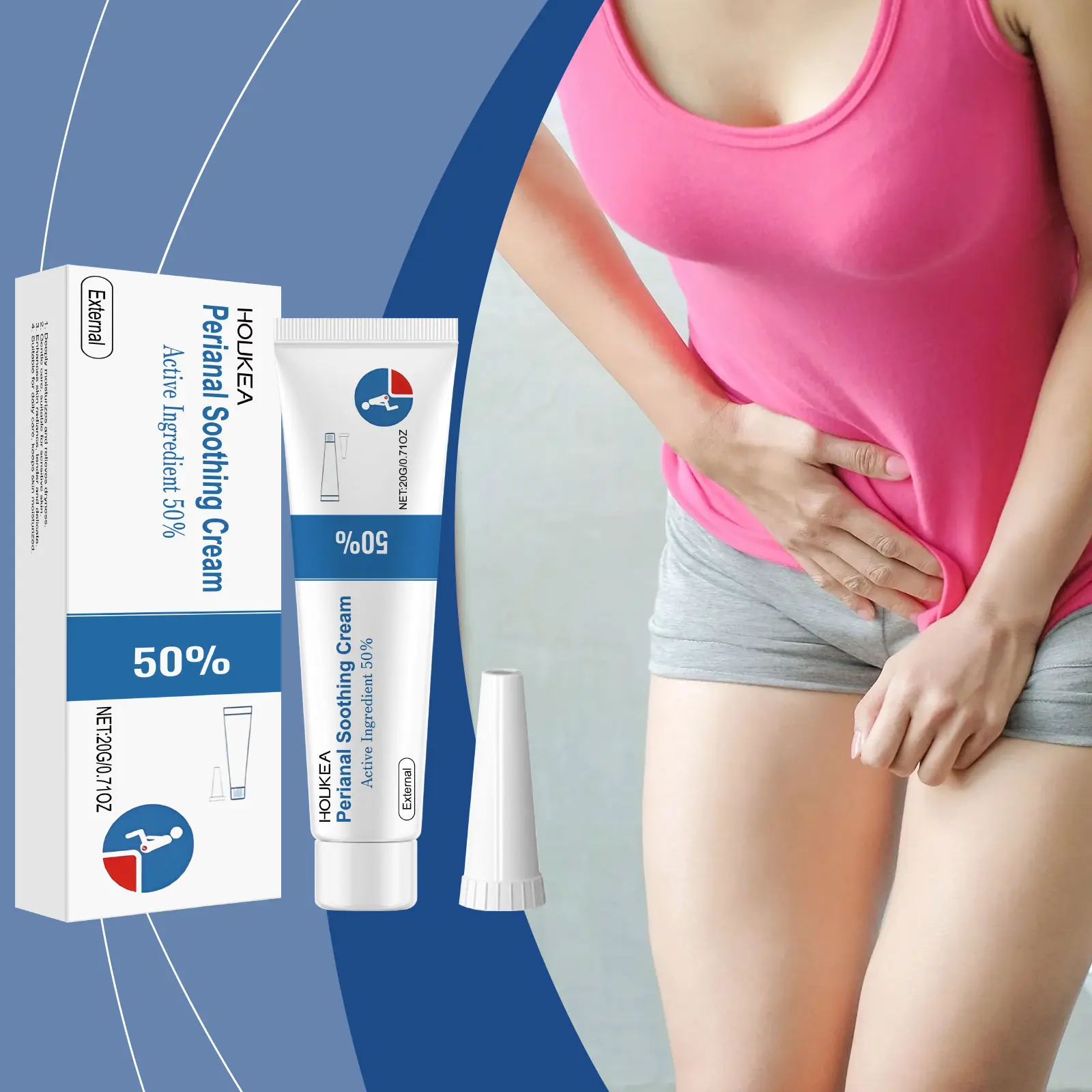 Hypoallergenic Perianal Skin Care Ointment, Long Lasting Moisturizer to Relieve Skin Dryness & Tightness