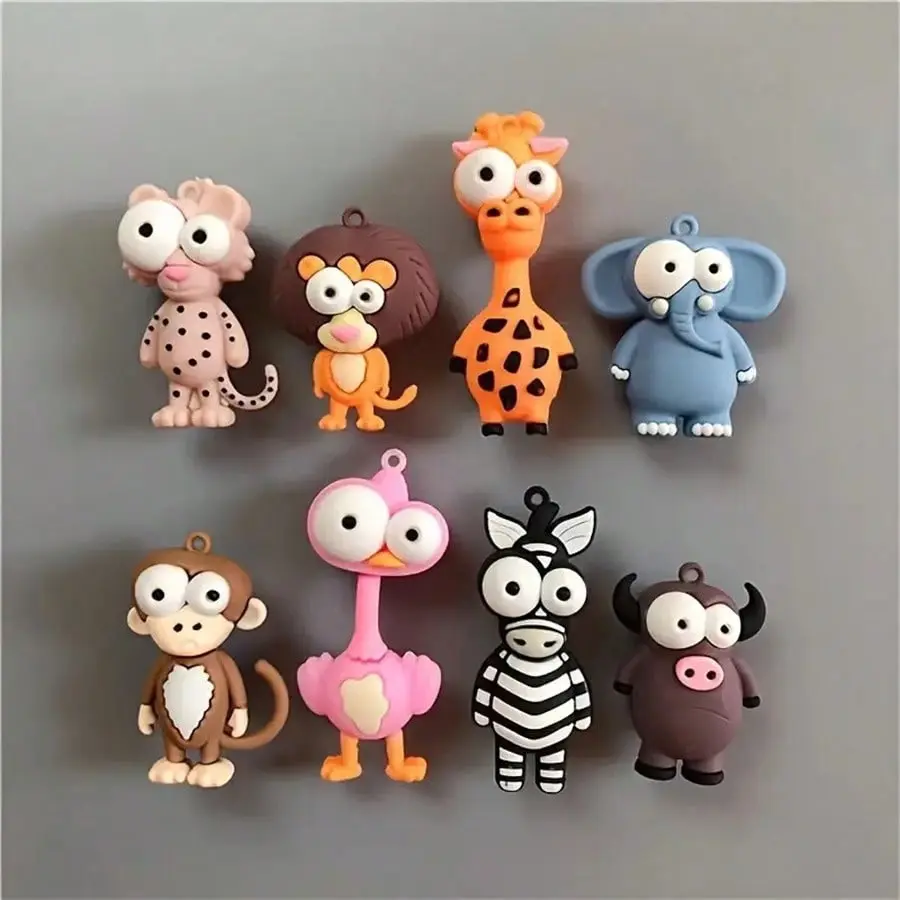 Cartoon animal refrigerator magnets, cute decorative magnets, personalized refrigerator magnets, resin material magnets with magnets