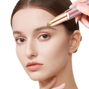 Rechargeable LED Light Eyebrow Trimmer, Painless Anti-Allergenic Facial Hair Remover with Stainless Steel Blade for Smooth Clean Skin