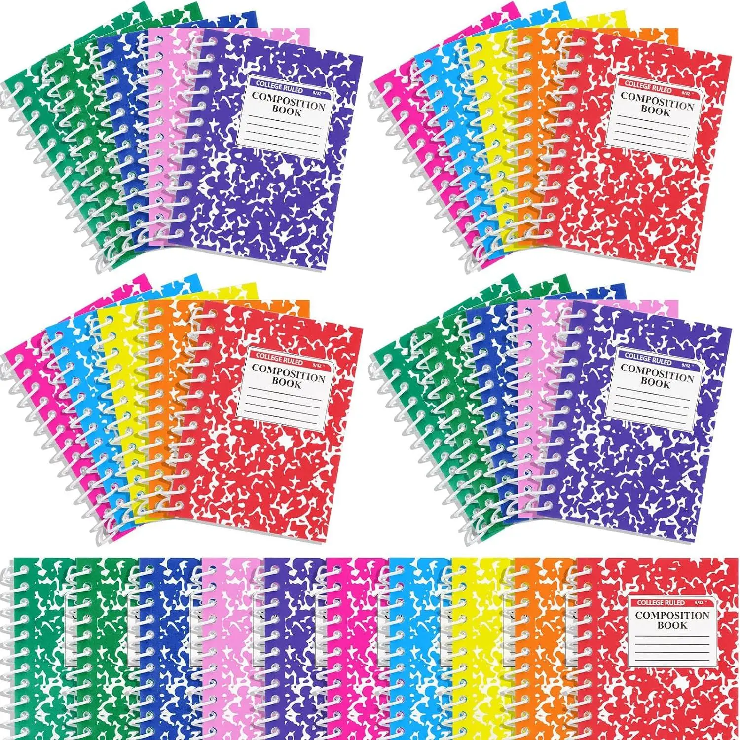 50 Pack Mini Spiral Composition Notebooks Bulk 3.4 x 4.5 Inch Pocket Memo Pads Multicolor Marble Small Spiral Pads 80 Pages Journal Notebook for School Classroom Students College Gifts