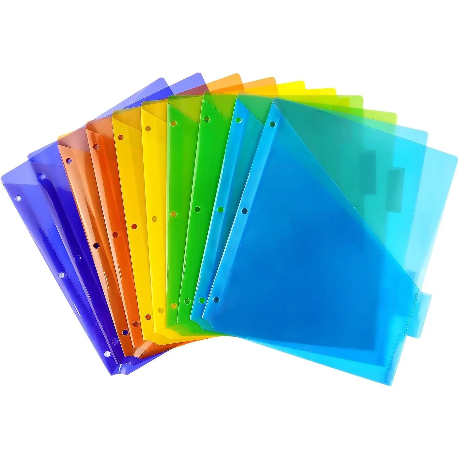 Plastic Binder Dividers with  Front Pocket and Tab Binder Divider for 3 Ring Binder, Multicolor, 10 Pack | Single Pocket File Organizers