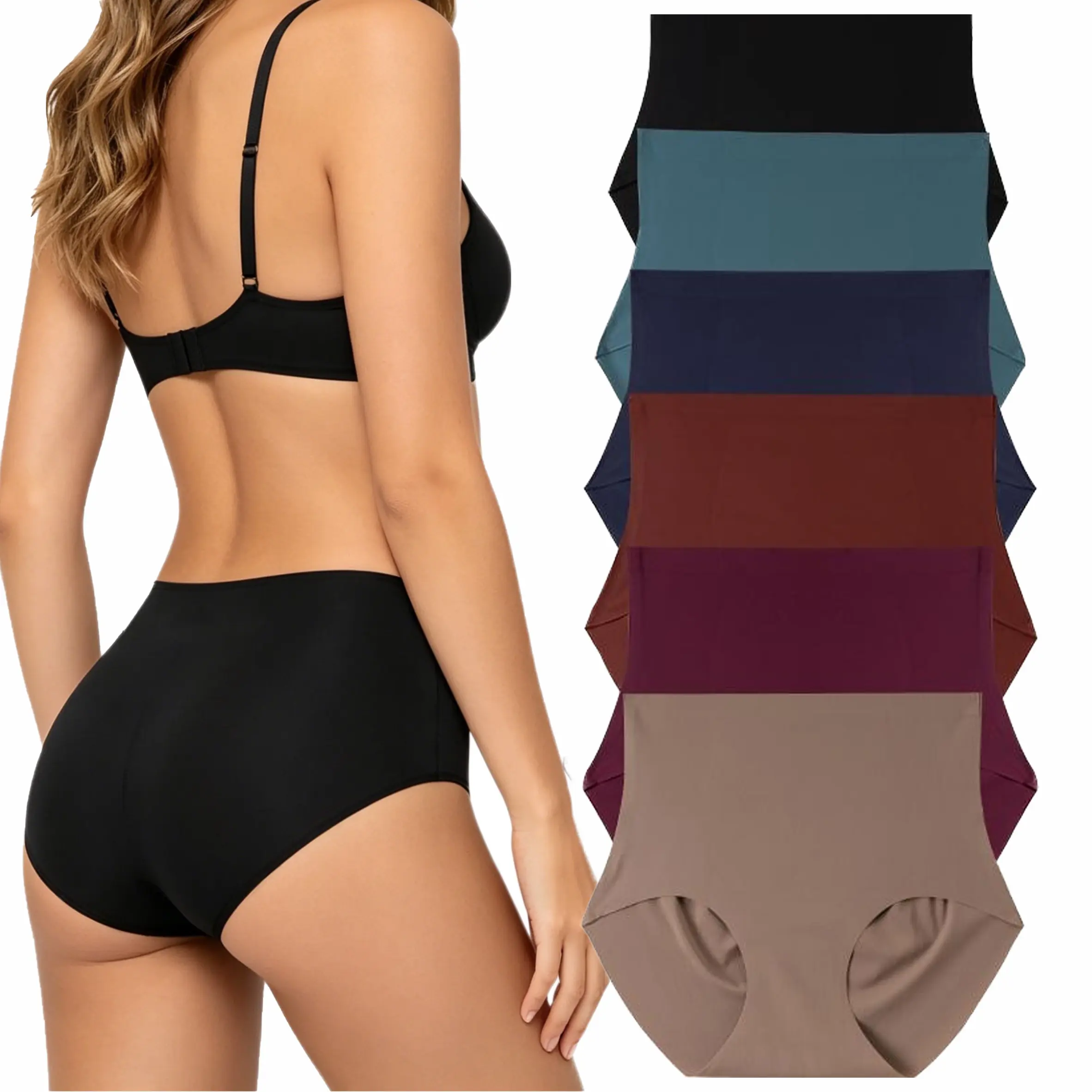 Women's Tummy Control Panties 6 Pack, Seamless High-Waisted Shaping Underwear for Lady, No-Roll & Breathable for Bridal, Birthday, Christmas & Halloween, Thanksgiving, Basics, Polyamide, Holiday, Elastane, High Waist, Body Contouring, Solid Plain, Booty S