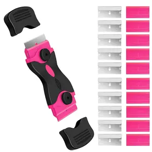 Razor Blade Scraper, Double Edged Razorblade Scraping Tool with 10 Pcs Razor Blades, Paint Scraper for Glass, Decals, Tint, Stickers, Labels, Caulk, Adhesive