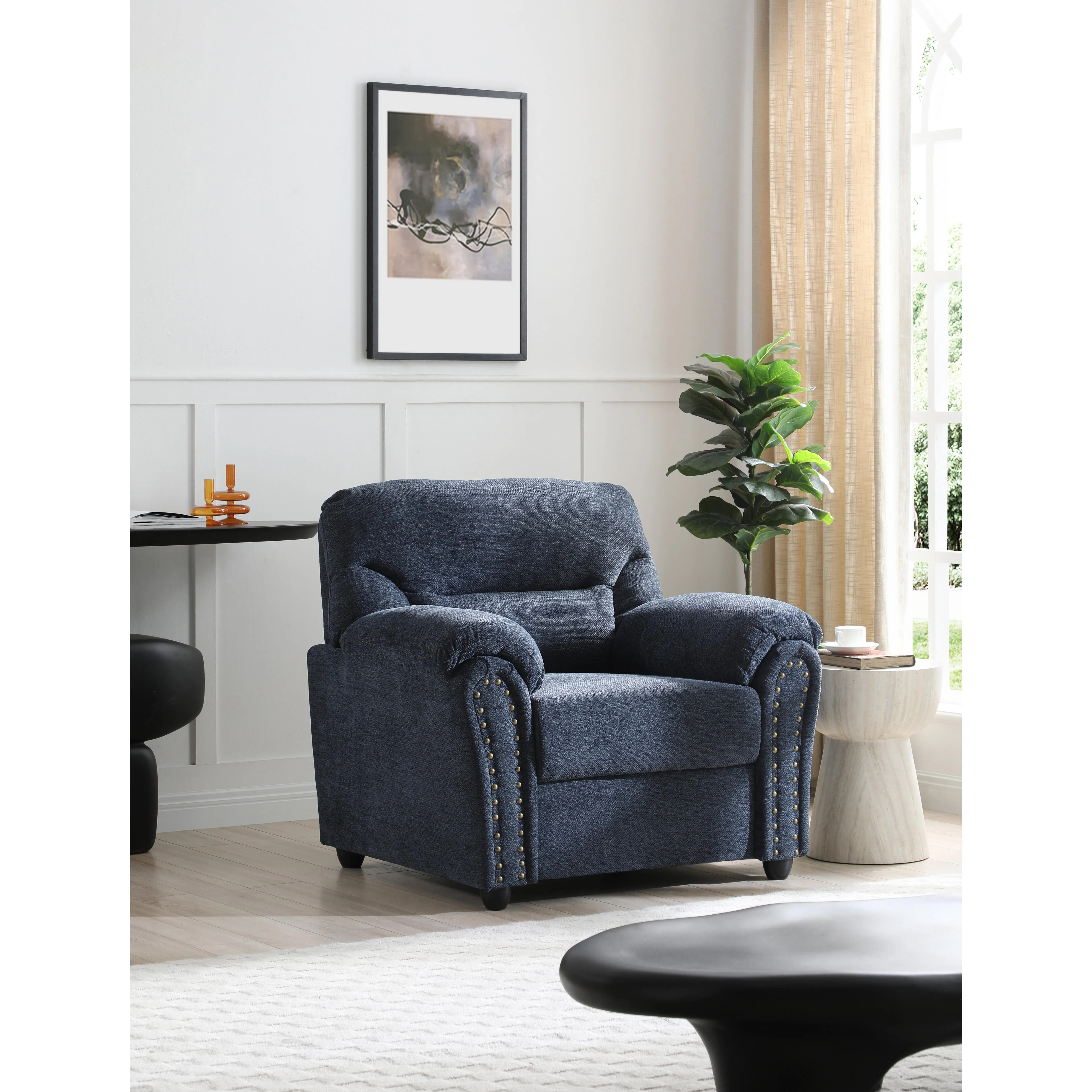 ARCH Hamilton -C Chair Blue Indoor Dining Chair for Kitchen Living Room Home Office Seating, Modern Accent Chair, Single Seat, Sturdy Frame, Easy Clean Upholstered Chair, Compact Size, Versatile Use, Dining Room Chairs for Kitchen, Dining Room