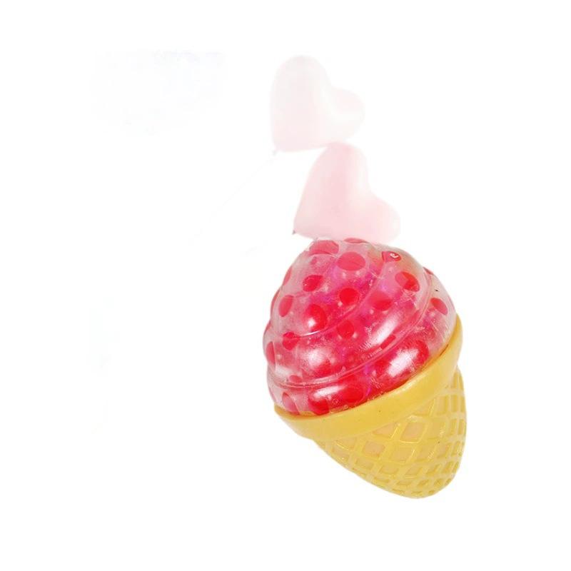 Ice Cream Squeeze Toy, Stress Relief Fidget Toy with Bubble Beads, Soft TPR Squishy Sensory Toy for Kids & Adults, Anxiety