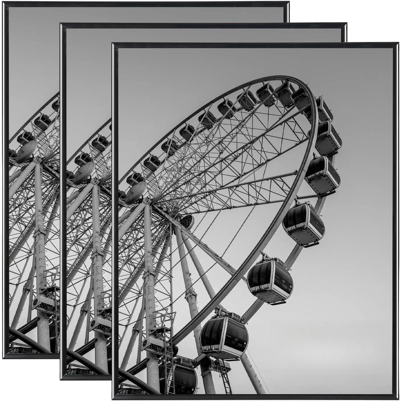 18x24 Poster Frame Black 3 Pack,Slide-In Strips Proof Poster Picture Frames for Photos, Posters, Art Prints, Horizontal or Vertical Wall Mounting ,Multiple Sizes 16x24,24x36,16x20,