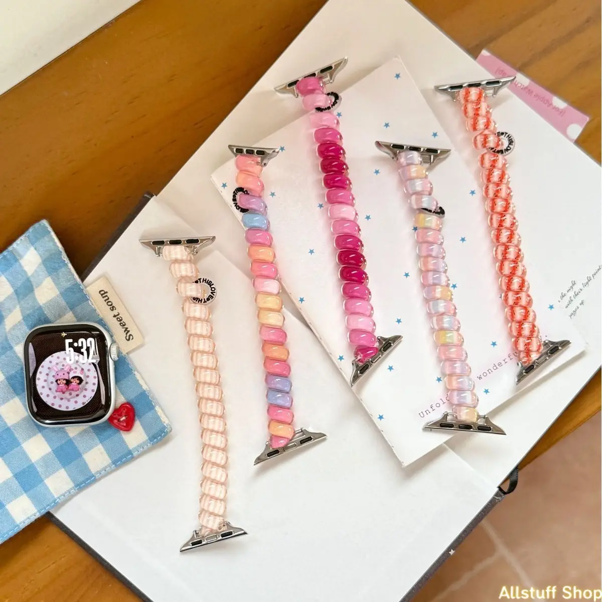 Colorful phone strap/hairband watch band, elastic band, compatible with Apple Watch Series 1-11 Ultra SE (watch not included), stylish and versatile wristband.