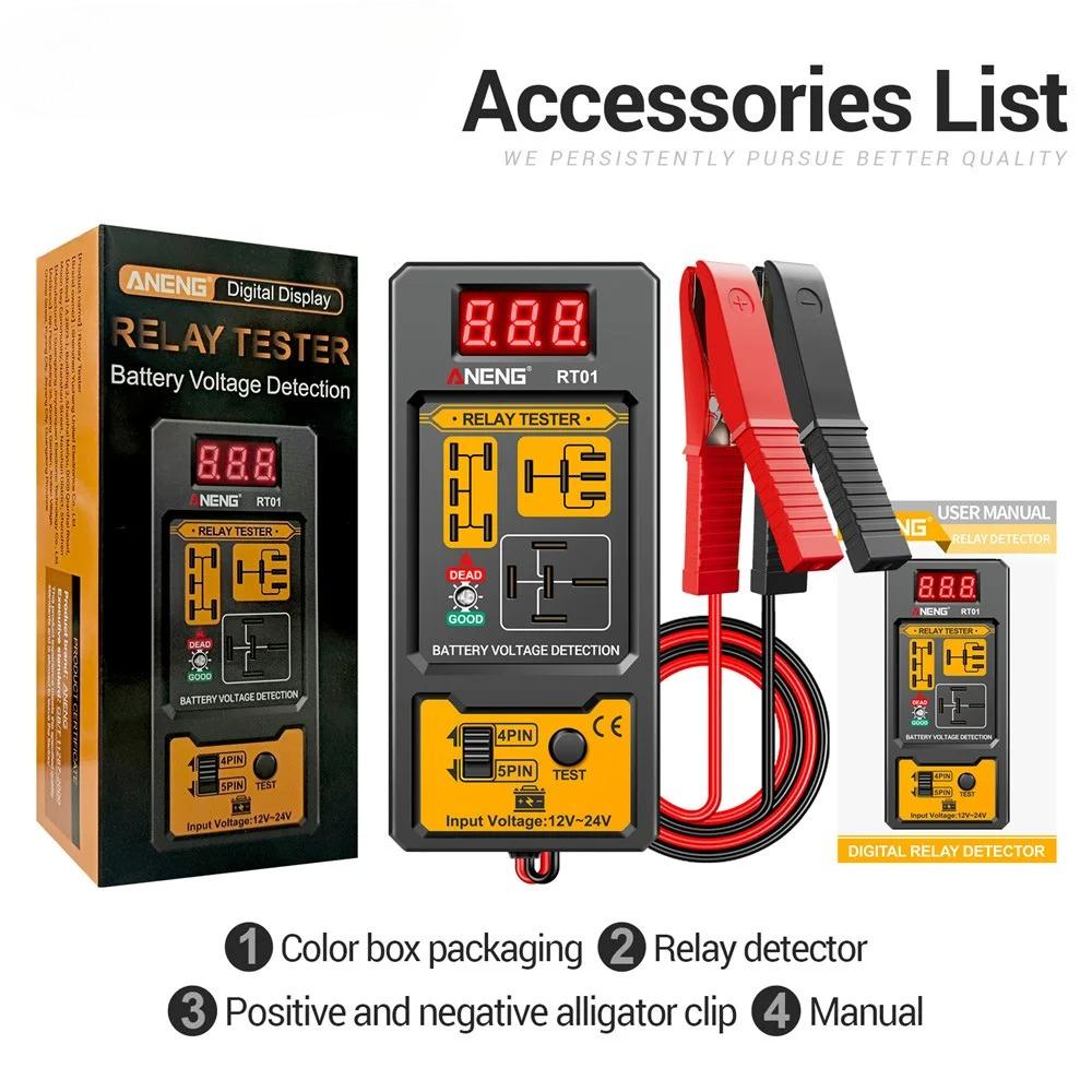 Relay Detector 11-25V ANENG RT01 Digital Universal 4/5 Pins Car Battery Vehicle Detection Digital Display Voltage Battery Tester