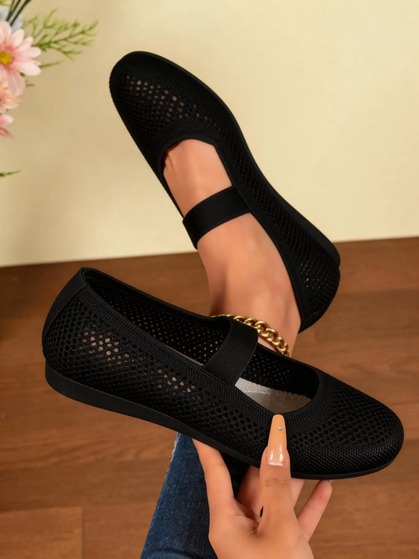 Women's Breathable Mesh Slip-On Shoes, Lightweight Comfortable Mary Jane Sandals, Non-Slip Soft Sole, Summer Casual Footwear, Breathable Slip Ons