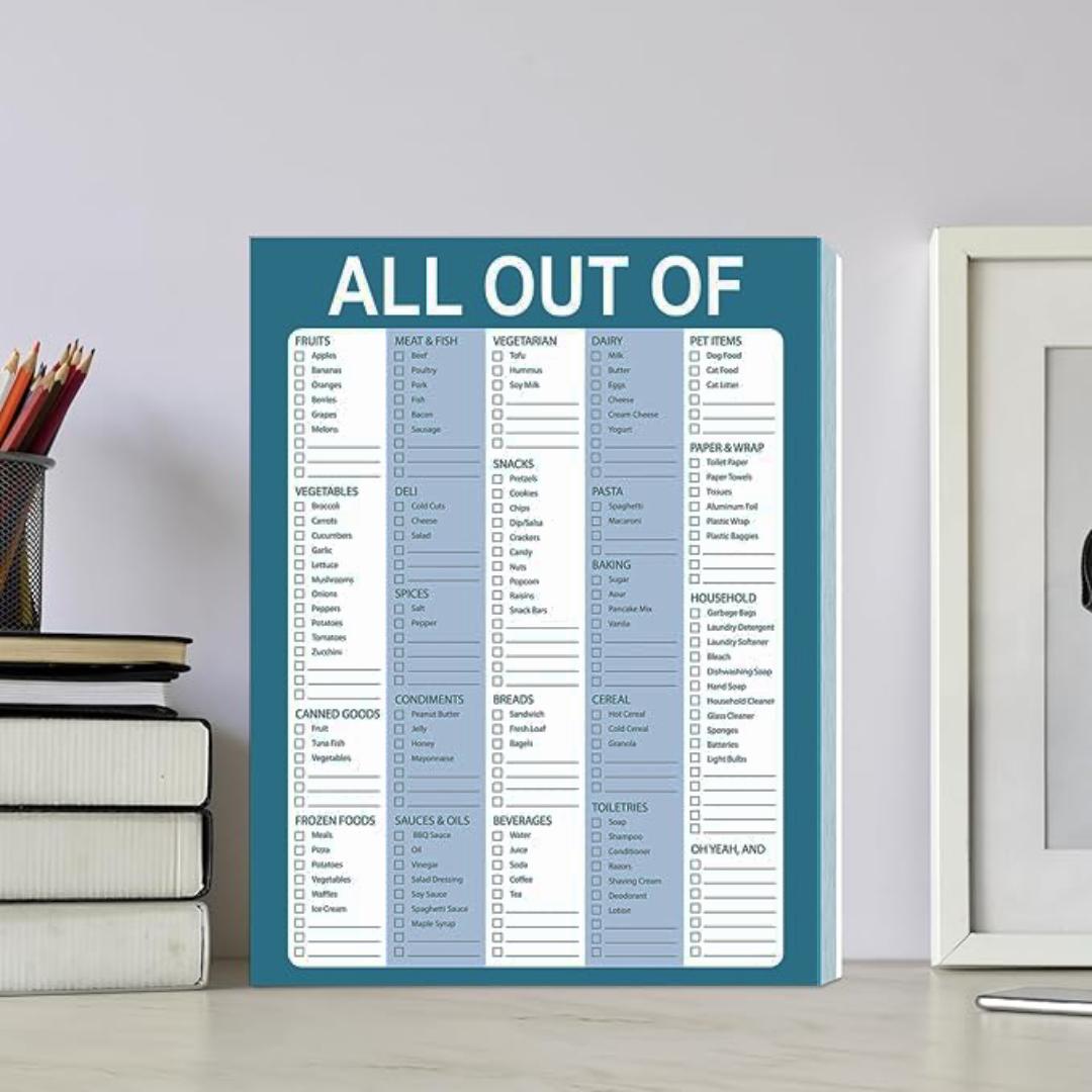 Grocery List Notepad 21.59cm x 16.51cm with 52 Sheets, Magnetic Refrigerator Shopping Planner for Organized Grocery Shopping, Easy to Fill Fruit Vegetable Meat Dairy Snacks Checklist, Monthly Planner Magnet