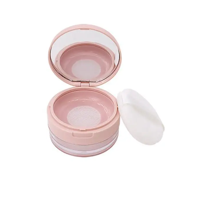 Plastic Empty Travel Small Loose Powder Compact Loose Powder Containers 20 ml(0.67 oz) Leak-free Reusable Plastic Powder Container, DIY Makeup Powder Container with Sponge Puff