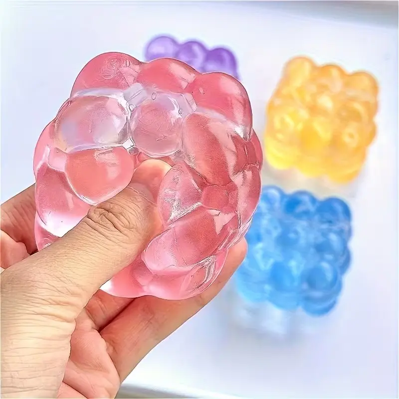 Nine Grid Grape Bubble Stress Relief Cube, Ultra Soft Q-Elastic Shape Silicone Toy, Ice Sensation Malt Candy Block, Slow Rebound Squeeze Fun Toy