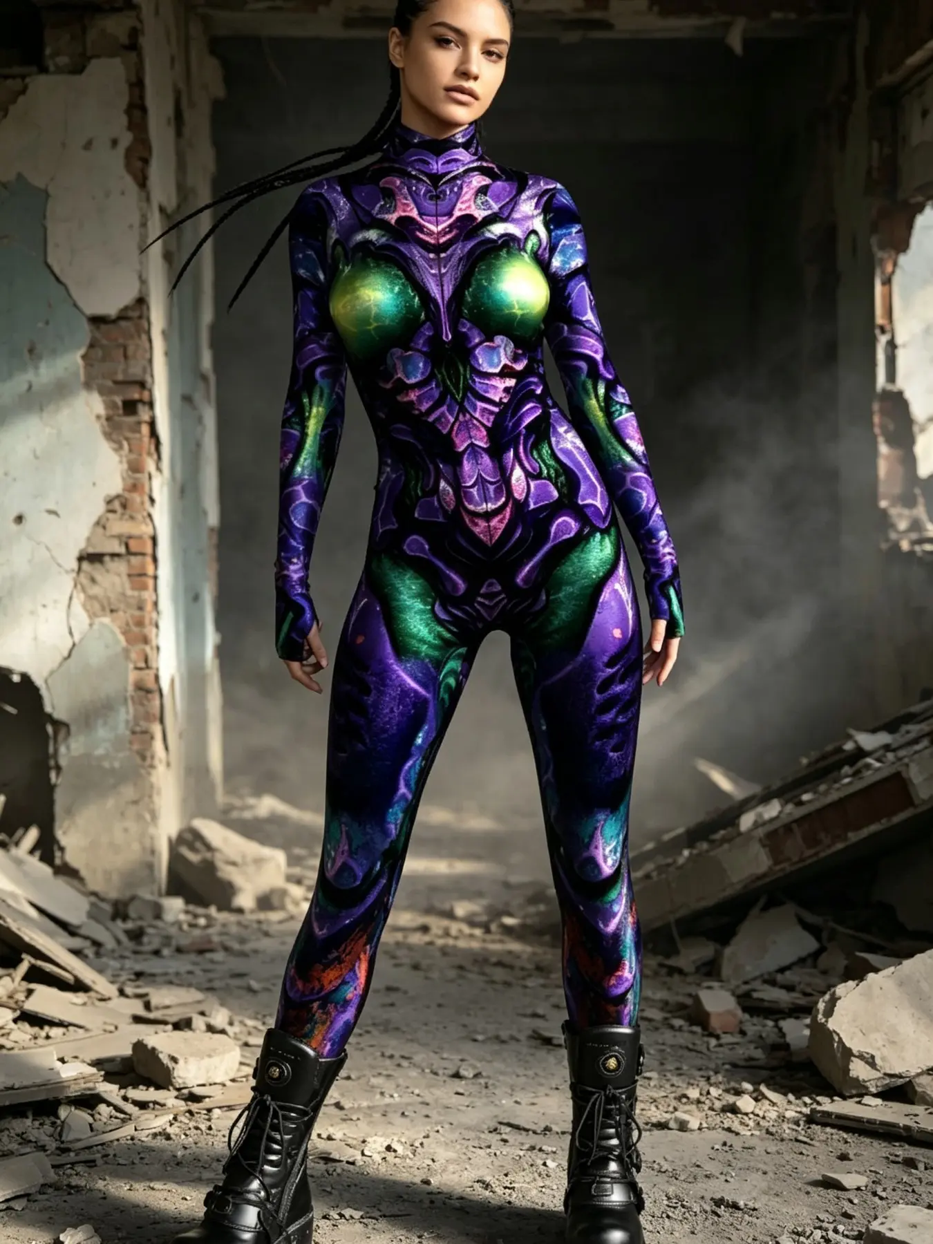 Women's Tight Bodysuit Y2K Cyberpunk Style, Glow-In-The-Dark Alien Costume, Halloween Party Dress, Festival Role-Play