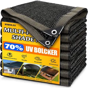 70% Sun Shade Cloth, 10x20FT Shade Net Mesh Tarp with Grommets, Black Sunblock Cover for Outdoor Patio Plants, Pergola, Greenhouse, Chicken Coop, Backyard, Balcony
