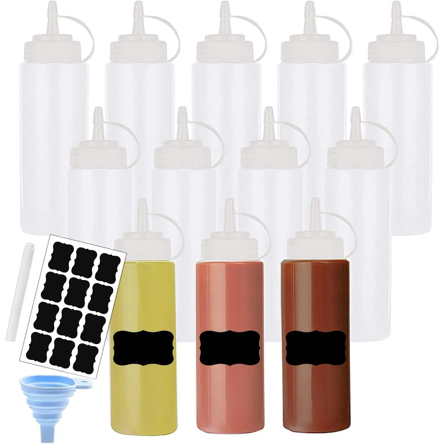 Squeeze Bottle Condiment Squeeze Bottles Plastic ketchup Squeeze  bottle For Sauce, BBQ, Dressing, , Workshop, Pancake Art Dispenser 12 pack 8 OZ