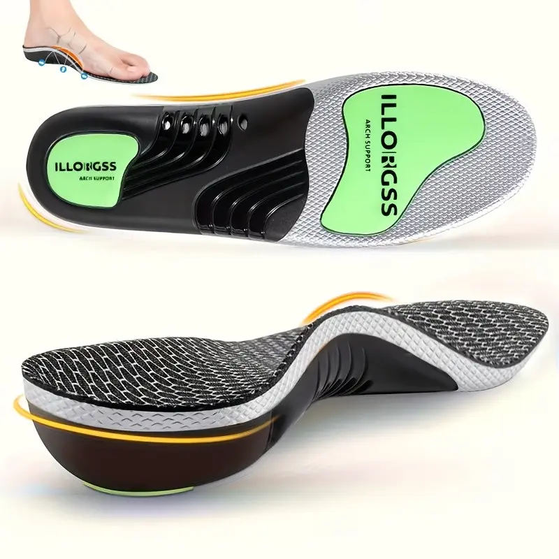 Unisex Arch Support Insoles, Thick Shock Absorption Gel Pads, High Elasticity, Comfortable Breathable, for Running, Fitness, Daily Wear