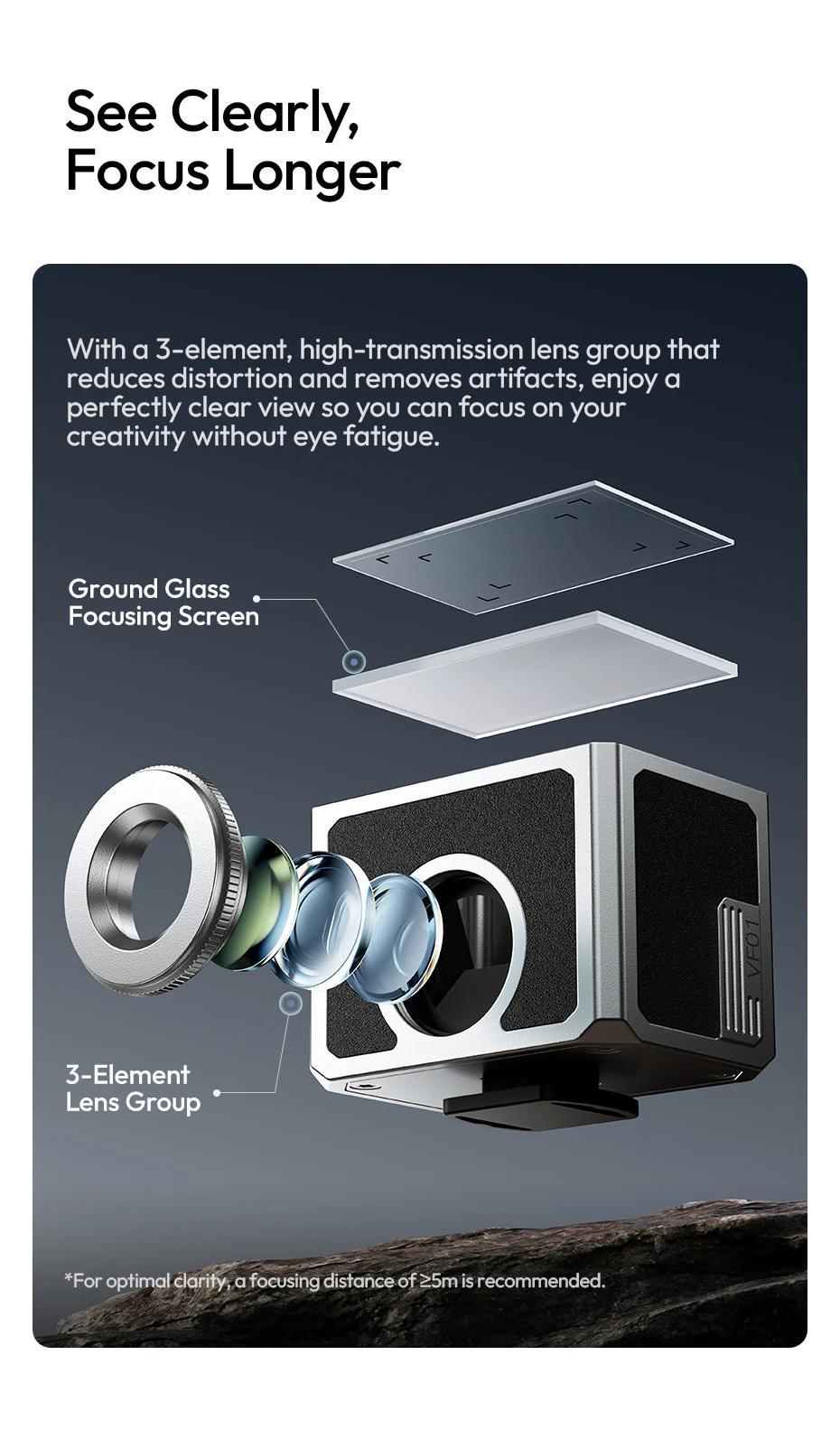 Ulanzi VF01 Waist-Level Viewfinder 35/50mm Framelines 28mm Focal Length 3-element Lens Group for Camera Enthusiasts