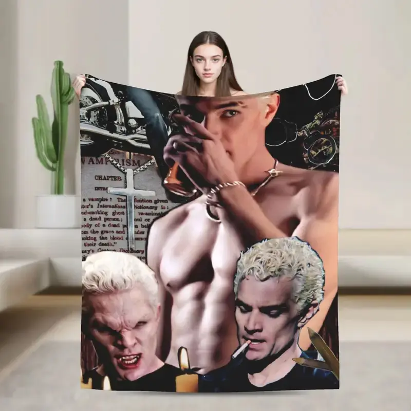 Buffy the Vampire Slayer spike Flannel Blankets  Custom Throw Blanket for  Sofa Bedding Lounge 150*125cm Quilt,