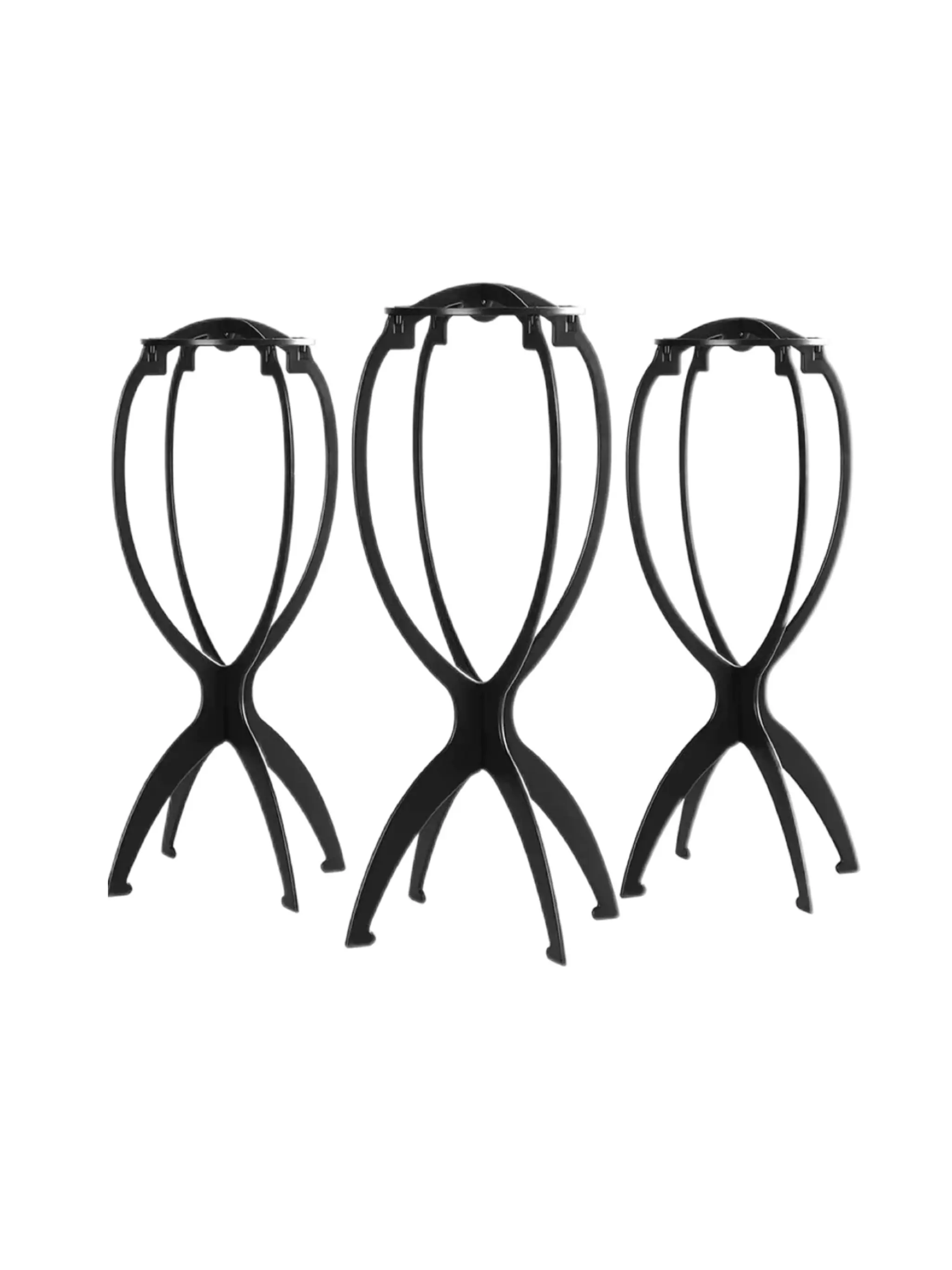 3-Pack Wig Stands, Portable Wig Display Rack, Hat Showcase Tool, All-Season Hair Accessory Organizer, Essential Salon Equipment