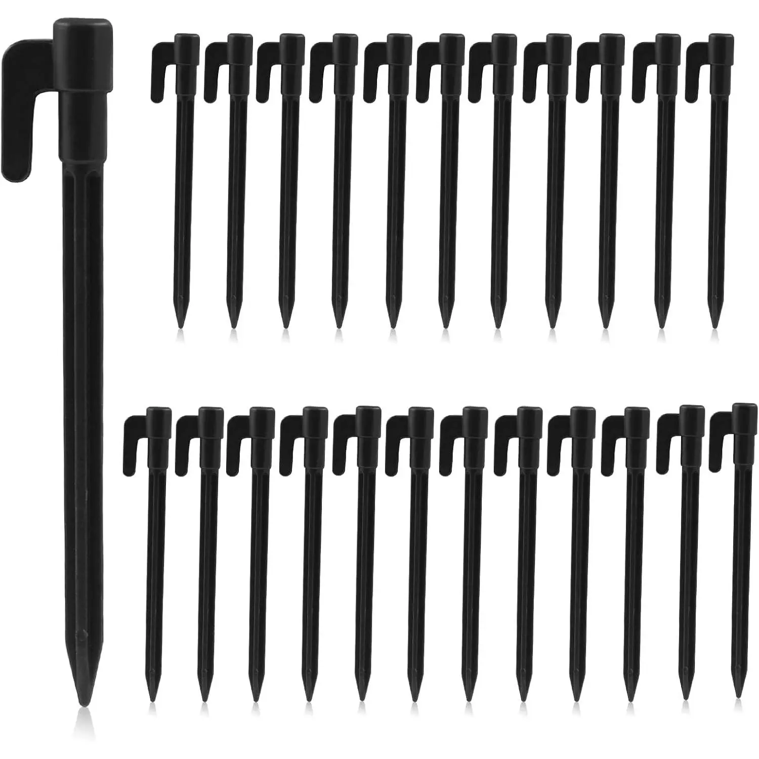 24 Pack Plastic Tent Stakes, 5.7 Inch Black Durable Garden Landscape Stakes Tent Spikes for Camping, Gardening, Outdoor Beach