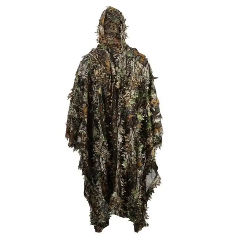 Outdoor Cape Camouflage Leaf Maple cloak Camo Breathable Fit Ghillie Suit Set, Bio Mimicry Bird Watching Stealth Clothing, Hunting Gear