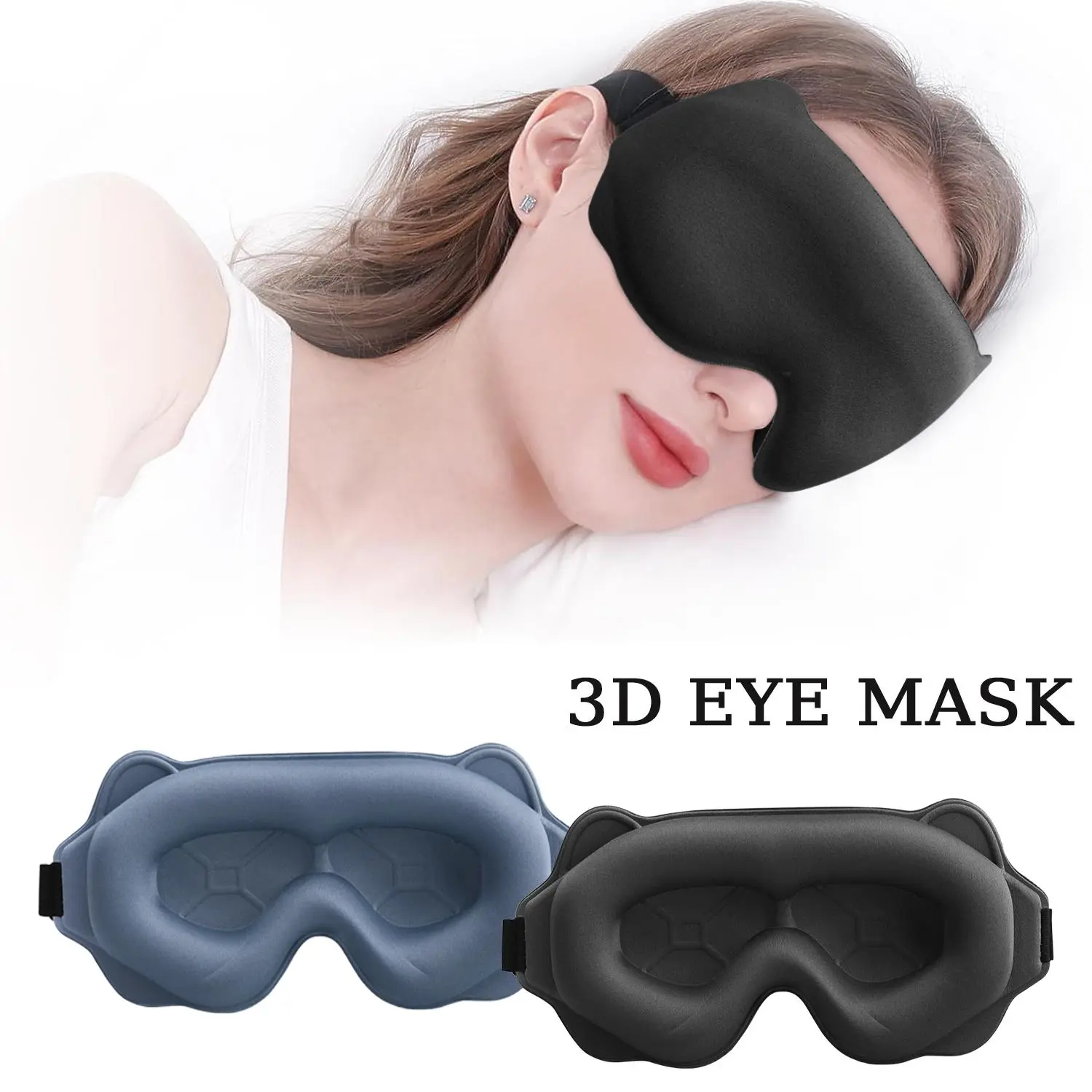 3D Eye Mask for Sleeping - Blackout, Soft, Breathable, No-Pressure, No Lash Pull, Secure for Adults, Sports & Outdoor Face Cover Accessory for Side Sleepers, Long Flights, Back to School, Sleep Mask Blackout