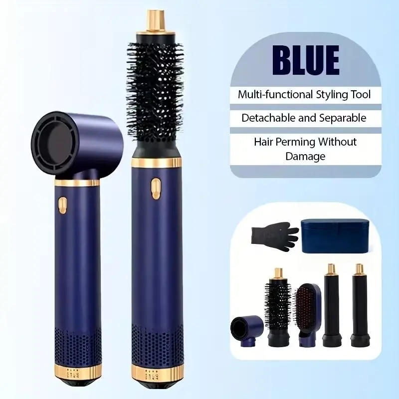5 in 1 Blow Dryer Brush Set, Detachable Hot Air Styler & Hair Dryer Brush for Women, Blowout Brush with Auto Wrap Curling Iron, Smoothing Brush & Round Brush Volumizer for All Hair Types