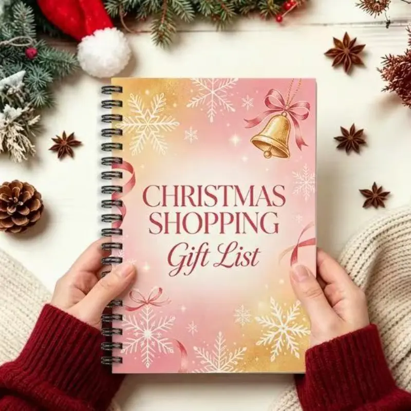 Christmas Shopping Gift List Spiral Notebook, Holiday Budget Planner Organizer with Gift Tracker, A5 Christmas Gift Shopping List Journal for Women Mom Wife Family, Xmas Holiday Planning Book, Christmas Stocking Stuffer Secret Santa Gift