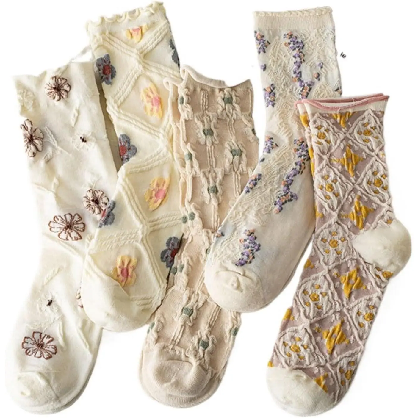 Lavish Lavender Argyle Socks Elegant Frill & Jeweled Detail  Spring & Summer