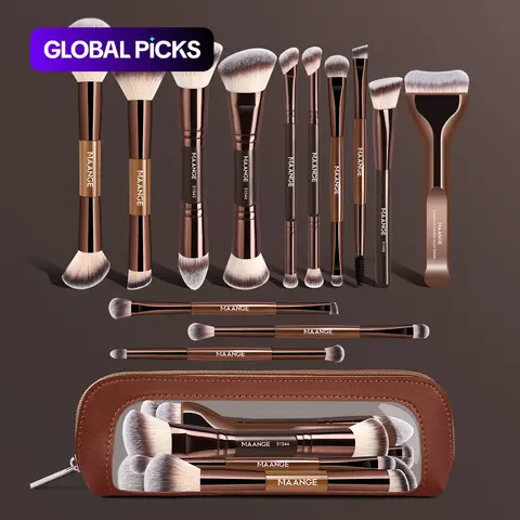 【Black Friday】MAANGE 13pcs Makeup Brush Set with Cosmetic Bag, Foundation Brush Loose Powder Brush Blush Brush Contour Brush Concealer Brush Eyeshadow Brush Eyebrow Brush, Essential Beauty Tools Kit, for Daily Use and Travel, High-Quality Cosmetics