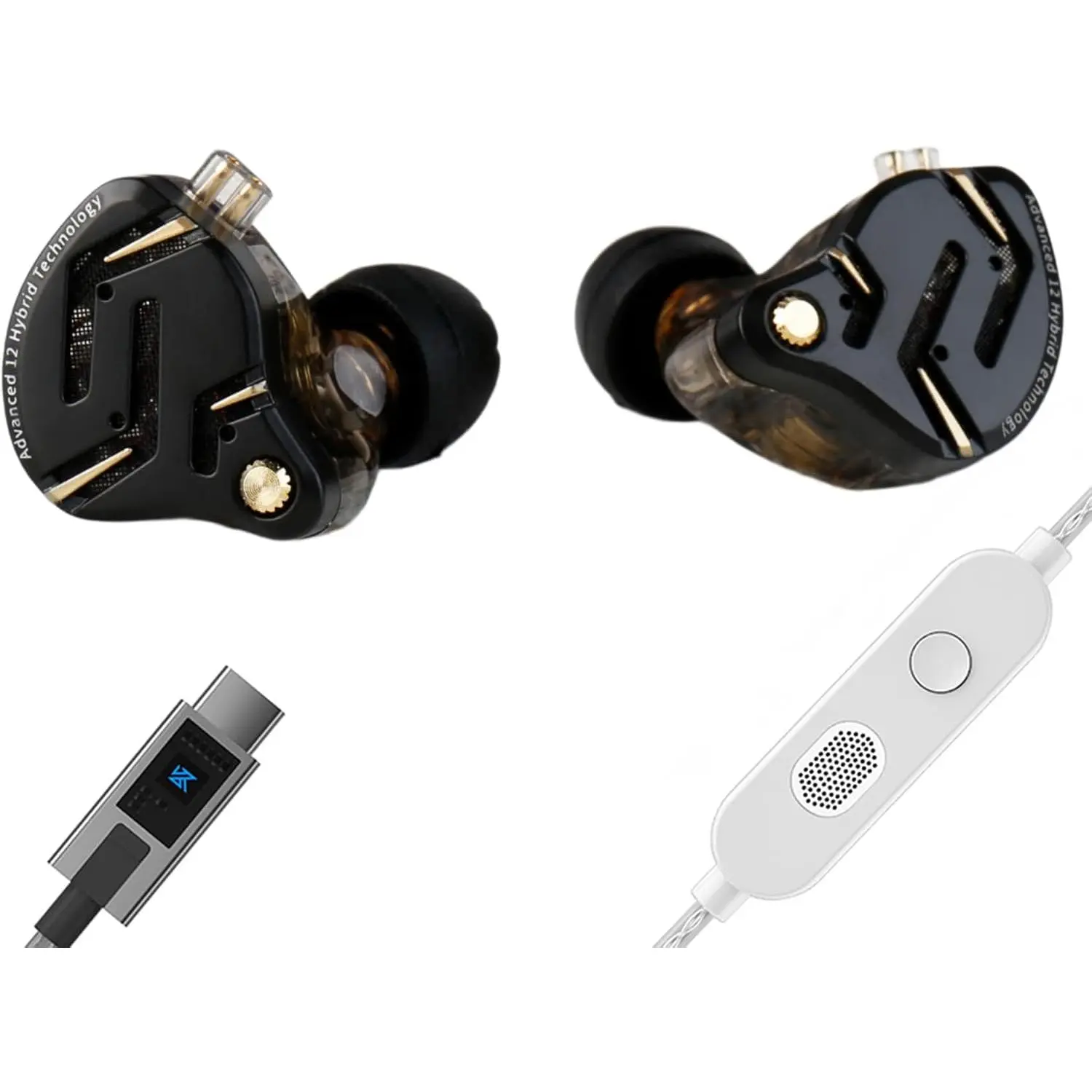 KZ ZS12 PRO 2 USB C Wired Headphones Type-C in Ear  Headphone, 5BA+1DD 6 Driver Gaming Earbuds USB C Wired Earphones, HiFi Clarity Sound Immersive Bass IEMs for Gaming (Black, USBC-with Mic)