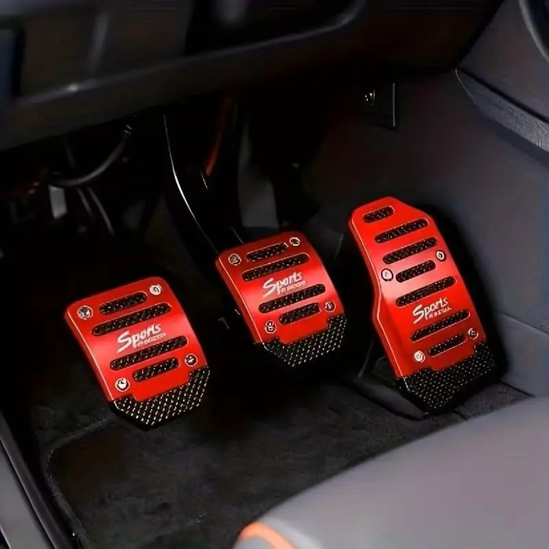 Aluminum Alloy Anti-Slip Car Pedals Set, Ergonomic, Durable and Lightweight Design, Fits Most Vehicles, Fashionable Metal Surface Car Interior Upgrade Kit, Foot Pedal