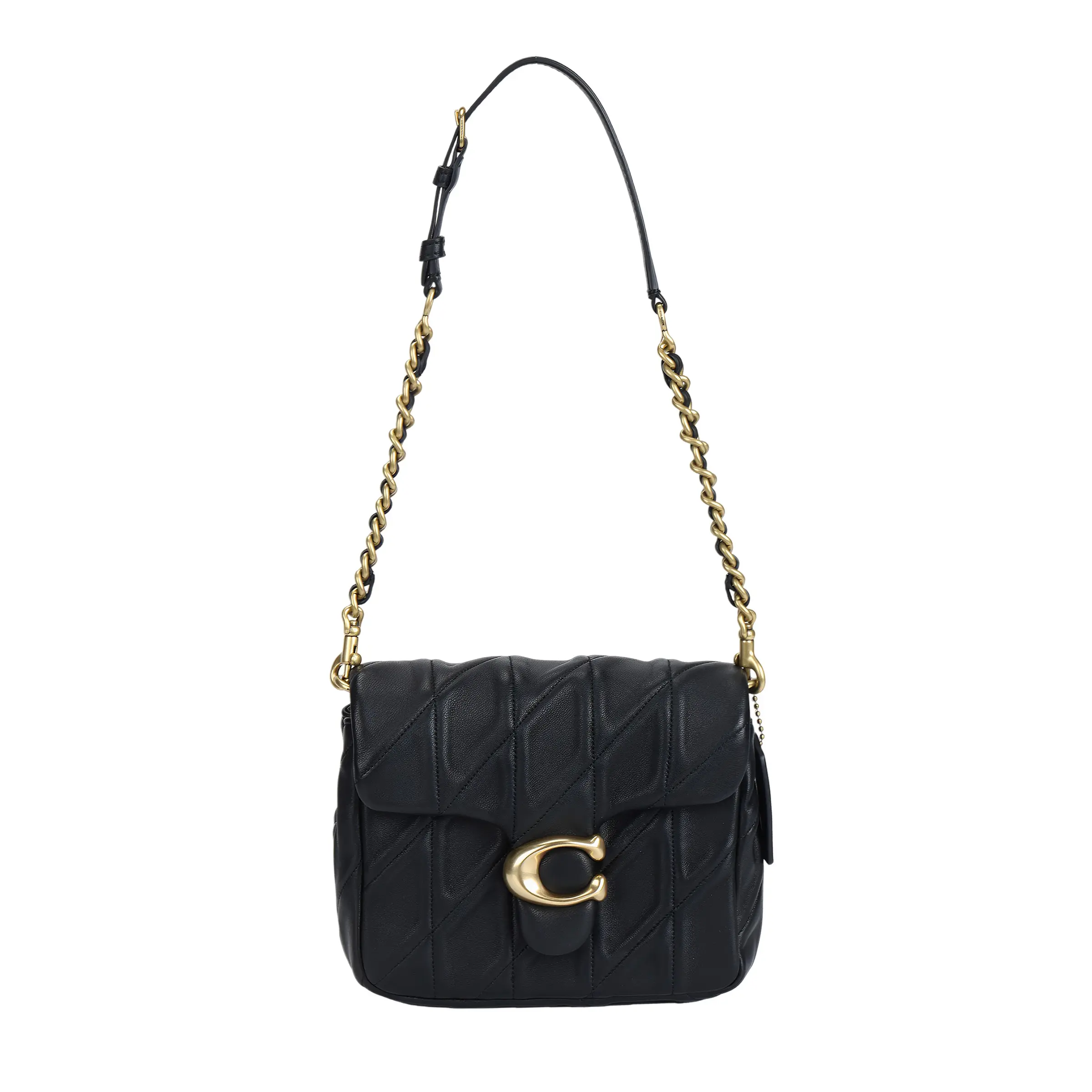 COACH Times Square Tabby 17 Crossbody Satchel for Women, Leather Flap Closure, Black