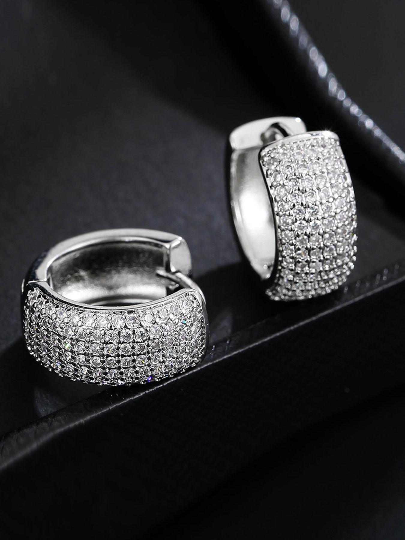 Rhinestone Decorated Hoop Earrings, Statement Earrings, Fashion Earrings, Versatile Earrings, Elegant Jewelry for Party, Daily Decor, Trendy All-match & Exquisite Jewelry for Birthday Gift, Jewelry Gifts
