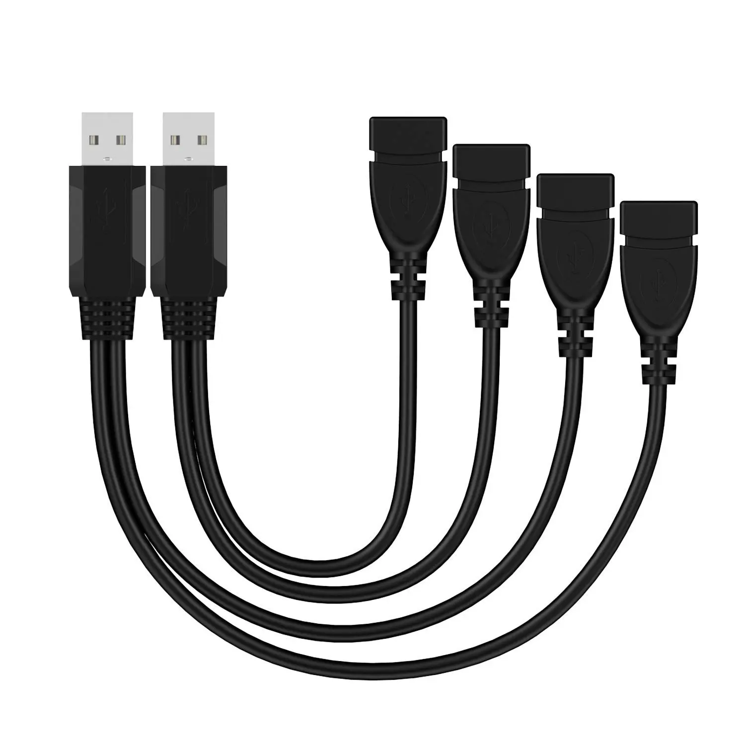 USB Splitter,USB Charger Cable,USB 2.0 A Male to 2 Dual USB Female Jack Y Splitter Hub Power Cord Extension Adapter Cable, for Laptop/Car/Data Transmission/Charging Etc.(2 Pack)