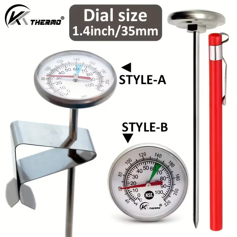 Stainless Steel Food Temperature Thermometer, 0-100°C/40-220°F, 1.4 Inch Pointer, Battery-Free, Ideal for Grilling, Cooking, Kitchen Use, Kitchen Gadgets, Safety Certified