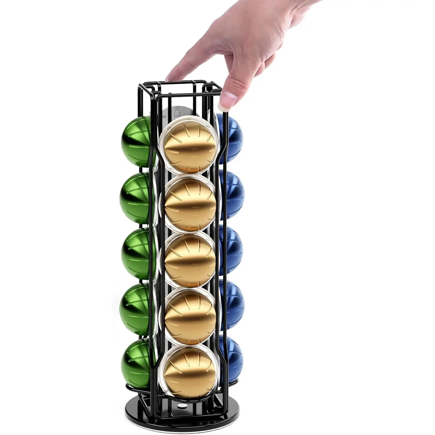 20 Vertuo Pods Coffee Pod Holder Compatible For Nespresso Vertuoline Stand Rack Holds Vertuo line Organizer Carousel 360-Degree Rotatable (Black)